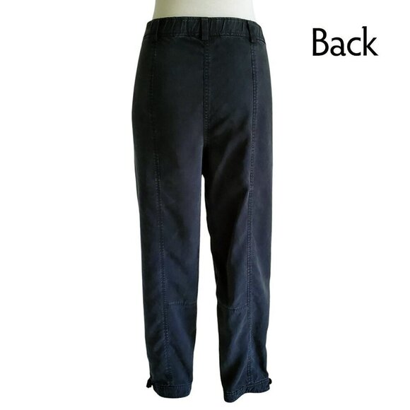 EILEEN FISHER Tencel Twill Tapered Relaxed Ankle Button Cuffed Utility Black XS - Picture 2 of 13